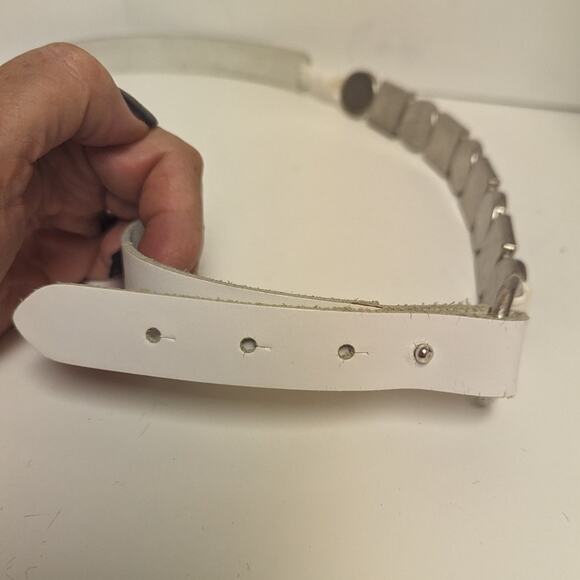 Antoniazzi Firenzi White Leather Belt Italian Made Metal Concho Detail Size M main image 9